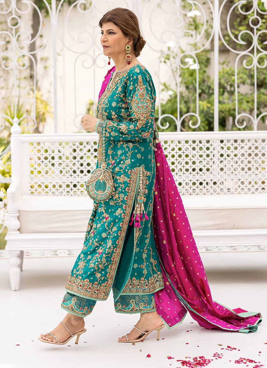 Avisa Emerald pakistani fashion outfit in blue, aqua, green, emerald…